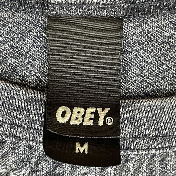 Obey Accent Graphic Tee Shirt Unisex Medium Gray Blue Basic Classic Preppy Retro - Picture 5 of 13